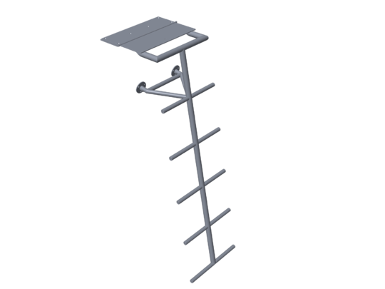 Titanium Dive boat ladder that folds up with a flat deck plate and Sockets attachment